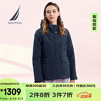 诺帝卡（NAUTICA）女装秋冬款易打理防轻溅水连帽厚外套棉服女24JO05 藏青4NV（224） M