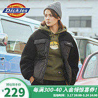 dickies女士秋冬多口袋拼接加厚外套 羊羔绒夹克 9518 黑色 M