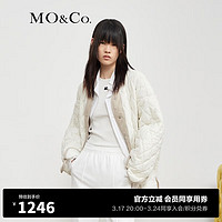MO&Co.秋季菱格纹宽松廓形工装风棉服外套MBB3COTT24 芦笋白色-第2批 S/160