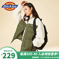 dickies女士秋冬多口袋拼接加厚外套 羊羔绒夹克 9518 军绿色 XL