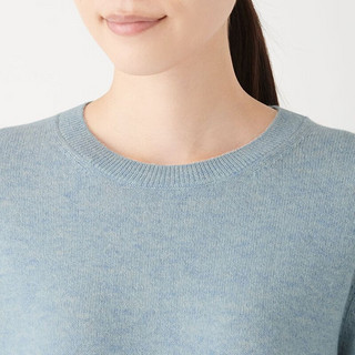 无印良品 MUJI 女式 W9AA003 圆领毛衣 长袖针织衫 浅蓝色 XL