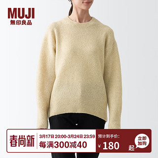 无印良品 MUJI 女式 BAL26A2A 圆领毛衣 长袖针织衫 浅暗黄色 XL