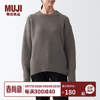 无印良品 MUJI 女式 BAL26A2A 圆领毛衣 长袖针织衫 深咖啡棕色 XS