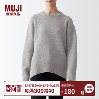 無印良品 MUJI 無印良品 女式 BAL26A2A 圆领毛衣 长袖针织衫 浅灰棕色 L