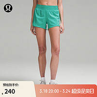 lululemon 丨Hotty Hot 女士运动高腰短裤 4" *内衬款 LW7ARIT 鲜黄绿色 12