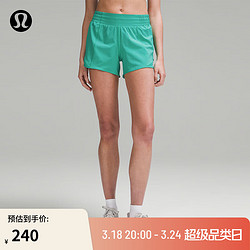 lululemon 丨Hotty Hot 女士运动高腰短裤 4" *内衬款 LW7ARIT 鲜黄绿色 12