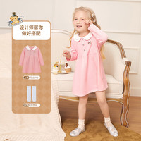 Classic Teddy精典泰迪女童连衣裙儿童公主裙中小童装春季裙子春装衣服 简约小熊裙粉紫 140