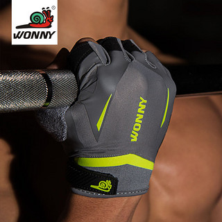 WONNY 手套男女运动器械训练锻炼护腕单杠防滑耐磨半指护手掌 灰色 XL
