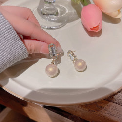 925银针轻奢小众锆石几何形耳环女ins潮复古百搭气质珍珠耳钉耳饰多少