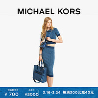 MICHAEL KORS 迈克·科尔斯 迈克高仕 女士菱形花露脐针织短袖 湖蓝色 414 S