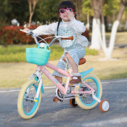 forever永久儿童自行车365岁以上女孩宝宝带辅助轮粉色脚踏单车1618寸