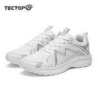 探拓（TECTOP）跑步鞋男款轻便透气跑鞋网面运动男鞋徒步鞋 男款纯净白/中国红 44