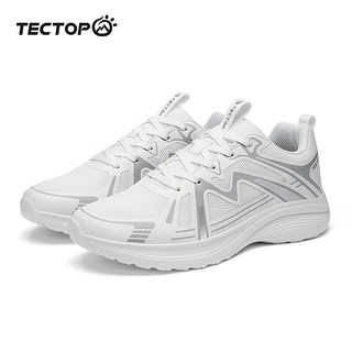 探拓（TECTOP）跑步鞋男款轻便透气跑鞋网面运动男鞋徒步鞋 男款纯净白/中国红 41