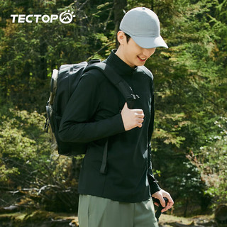 探拓（TECTOP）长袖t恤男春秋季户外速干衣立领打底衫训练跑步运动上衣 男款经典黑 3XL