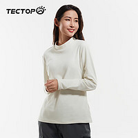 探拓（TECTOP）长袖T恤男秋季基础款内搭款打底衫宽松舒适透气男装 女款馥月白 2XL