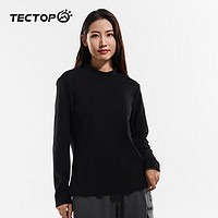 探拓（TECTOP）长袖T恤男秋季基础款内搭款打底衫宽松舒适透气男装 女款黑色 M