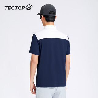 探拓（TECTOP）户外短袖POLO衫男女款夏季透气冰丝T恤男运动弹力速干t恤 男款深海蓝 3XL