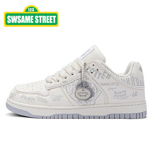 芝麻街联名Sesame Street 男鞋运动板鞋通勤新风格潮流休闲鞋 米白 44