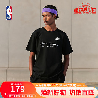 NBA 欢乐的运动系列-湖人队宽松T恤短袖男 夏季运动休闲圆领短袖上衣 洛杉矶湖人队/黑色 L