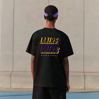 NBA 欢乐的运动系列-湖人队宽松T恤短袖男 夏季运动休闲圆领短袖上衣 洛杉矶湖人队/黑色 3XL