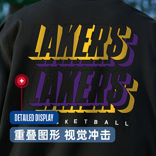 NBA 欢乐的运动系列-湖人队宽松T恤短袖男 夏季运动休闲圆领短袖上衣 洛杉矶湖人队/黑色 XL