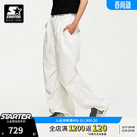 STARTER 梭织长裤男女同款24夏季降落伞裤版型街头宽松百搭 白色 M 170/88A
