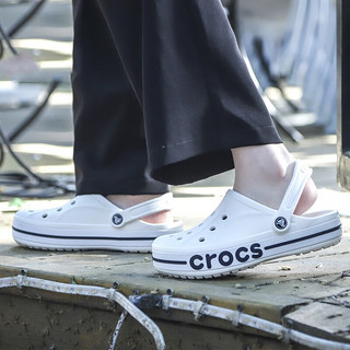 卡骆驰（crocs）男鞋女鞋 24春贝雅卡骆班休闲户外涉水沙滩鞋透气拖鞋洞洞鞋 白/深蓝 45-46