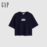 Gap 盖璞 女装早春LOGO学院风运动短袖T恤高级时尚休闲短款上衣857731