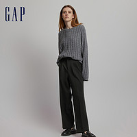 Gap 盖璞 女装早春通勤宽松弹力高腰阔腿西装裤高级休闲裤长裤773300