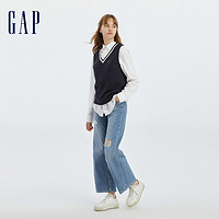 Gap 盖璞 女装早春高级时尚高腰宽松舒适阔腿牛仔裤长裤拖地裤544494