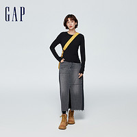 Gap 盖璞 女装早春紧身修身圆领长袖T恤基础款打底衫889507