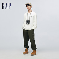 Gap 盖璞 男女装2024春季新款华夫格肌理圆领长袖T恤情侣套头上衣417150