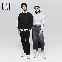 Gap 盖璞 男女装2024春季新款Scuba圆领针织卫衣情侣长袖运动上衣891047