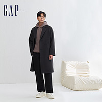Gap 盖璞 男装冬季新款时尚羊毛混纺拼长款大衣宽松廓形外套836143