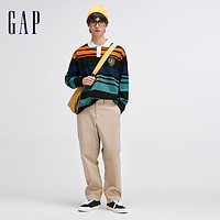 Gap 盖璞 男装2024春季新款撞色条纹POLO领针织衫轻薄宽松毛衣891738