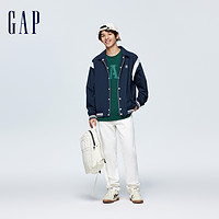 Gap 盖璞 男女装春季2024LOGO条纹复古夹克宽松翻领外套877507