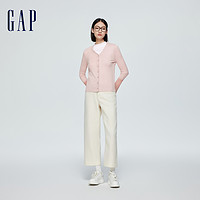 Gap 盖璞 女装2024春季新款撞色喇叭袖V领针织开衫时尚洋气毛衣874387