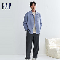 Gap 盖璞 男装春秋LOGO羊毛混纺休闲翻领夹克时尚流行衬衫式外套889749