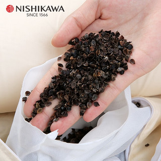 西川（NISHIKAWA）日本颈椎支撑枕头分区可调高度荞麦壳枕芯 低枕-米白色(高约7cm) 60x40cm