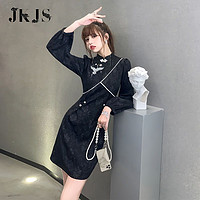 JK&JS 新中式年轻款高端气质国潮女装中国风长袖连衣裙