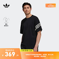 adidas 阿迪达斯 舒适宽松运动上衣圆领短袖T恤男装阿迪达斯官方三叶草 黑色 L