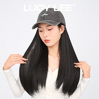 LUCY LEE 可拆卸棒球帽接发假发片长直卷发秋冬百搭蓬松增发量