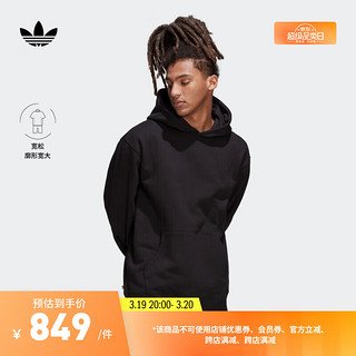 adidas 阿迪达斯 休闲运动宽松连帽卫衣男装阿迪达斯官方三叶草HK2937 黑色 M