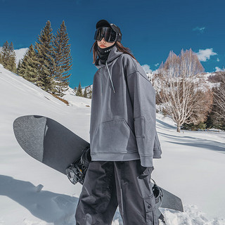 AWKA 滑雪服卫衣女男款装备单板国潮外套内胆美式内搭保暖防寒 灰色 L