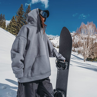 AWKA 滑雪服卫衣女男款装备单板国潮外套内胆美式内搭保暖防寒 灰色 L