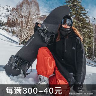 AWKA 滑雪服卫衣女男款装备单板国潮外套内胆美式内搭保暖防寒 黑色 XXL