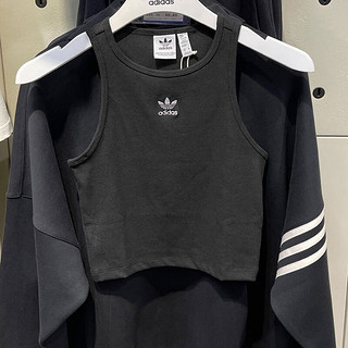 adidas 阿迪达斯 三叶草背心女装春季训练运动服时尚透气休闲无袖T恤 IJ8251黑色 S