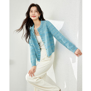 梵希蔓蓝色法式优雅毛衣女2024年春季休闲开衫针织毛衣外套 72878 蓝色条纹 M