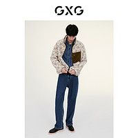 GXG奥莱 22年仿羊羔毛立领夹克撞色菱形纹理 秋季复古系列
