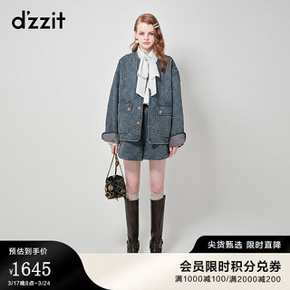 DZZIT地素牛仔绗棉外套秋冬复古金属纽扣女 蓝色 S